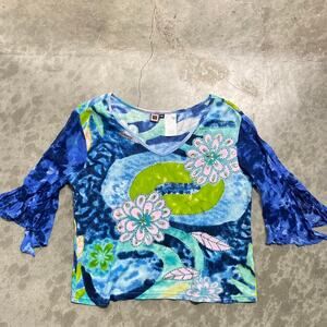 90s blue and green tie dye